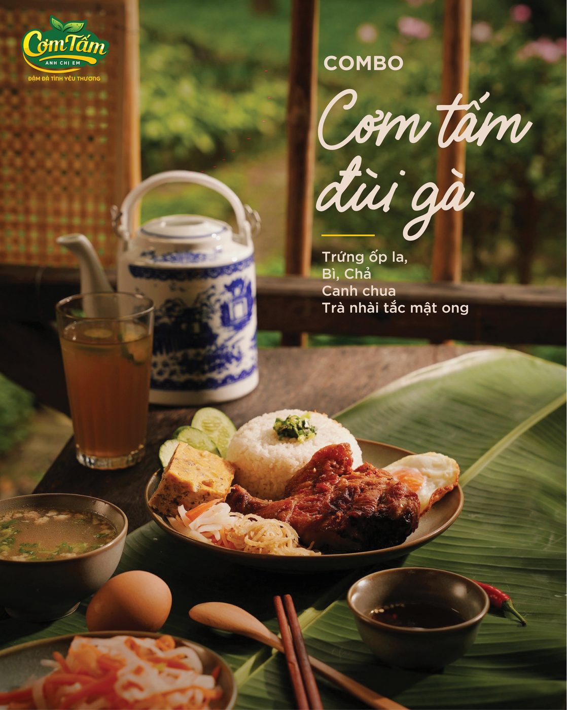Mâm cơm tấm đùi gà